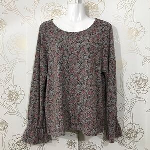 Lucky Brand Flower Print Long Sleeve Top
